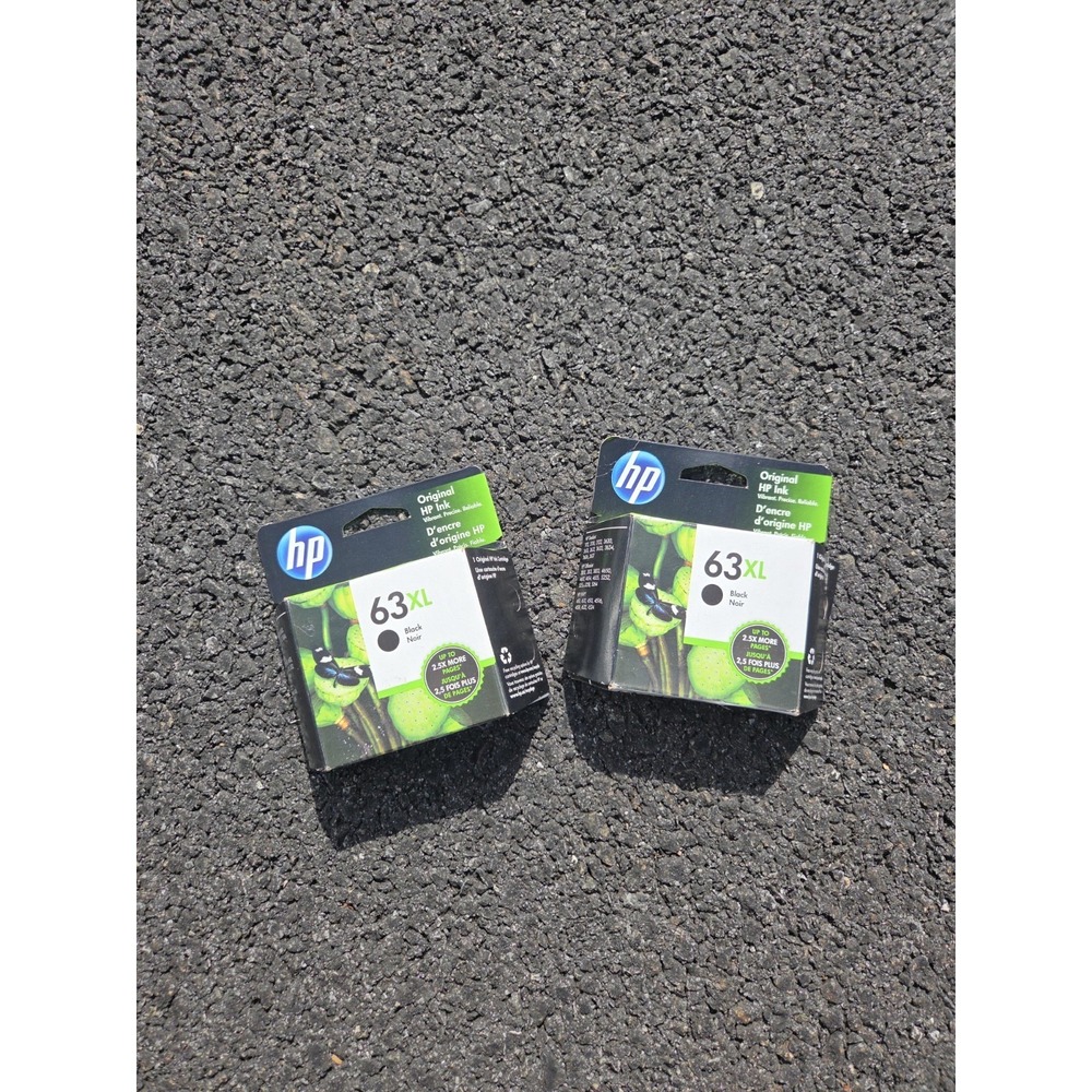 New HP 63 XL Black Ink Genuine OEM 2 Pack Exp 2021